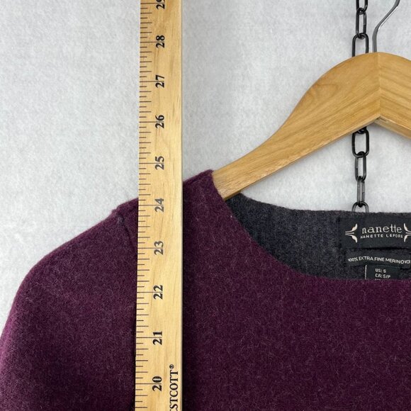 Nanette Lepore 100% Fine Merino Wool Pullover Sweater Burgundy Maroon Size Small - Picture 5 of 10